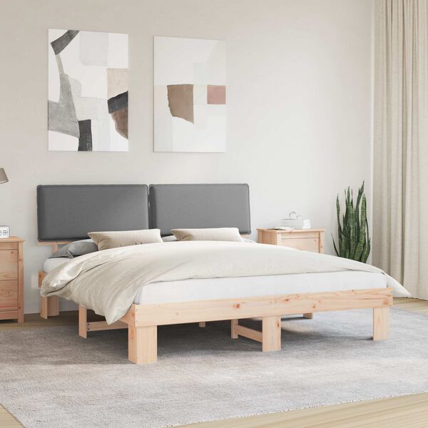 vidaXL Letto con Testiera Rivestita Grigio chiaro 200 x 200 cm