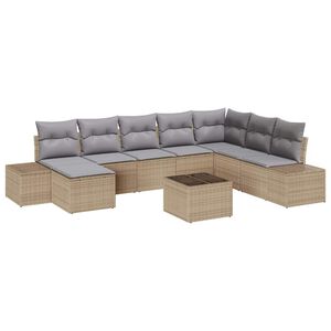 vidaXL Set Divano da Giardino 8 pcs Beige e Grigio Chiaro polyrattan