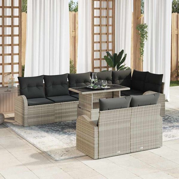 vidaXL Set Divano da Giardino 9 pcs Grigio chiaro polyrattan