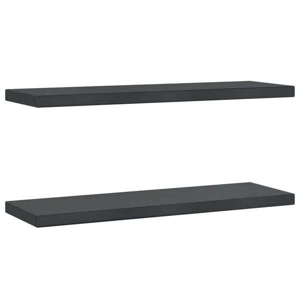 vidaXL Mensole a Muro 2 pz 75x23,5x3 cm Nero in Acciaio Inossidabile
