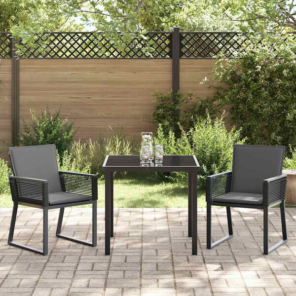 vidaXL Set da Pranzo per Giardino 3 pcs Nero