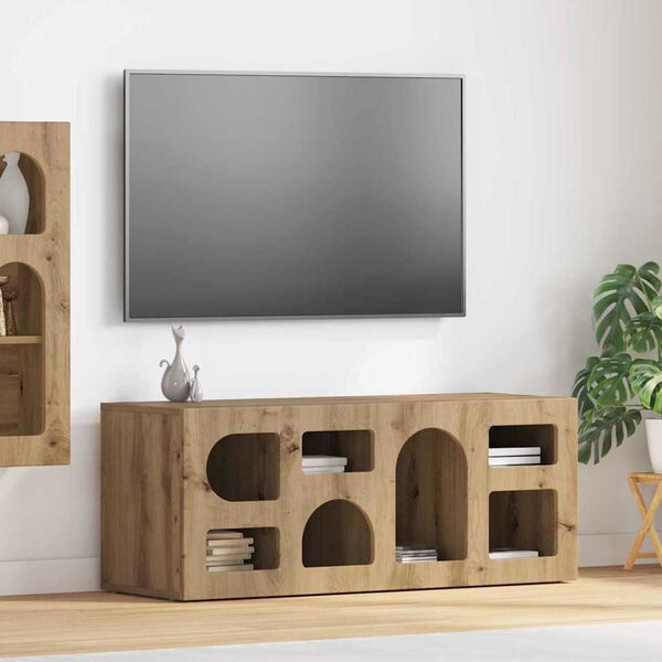 vidaXL Mobile TV Rovere artigianale 100 x 35 x 40 cm Legno multistrato