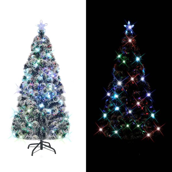 vidaXL Albero di Natale Preilluminato con Supporto e LED 210 cm Fibra Ottica