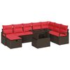vidaXL Set Divano da Giardino 9 pz Marrone polyrattan