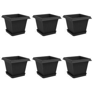 vidaXL Vasi per Piante 6 pcs Nero 20 x 20 x 16 cm Plastica