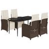 vidaXL Set da Pranzo da Giardino 5pz con Cuscini in Polyrattan Marrone