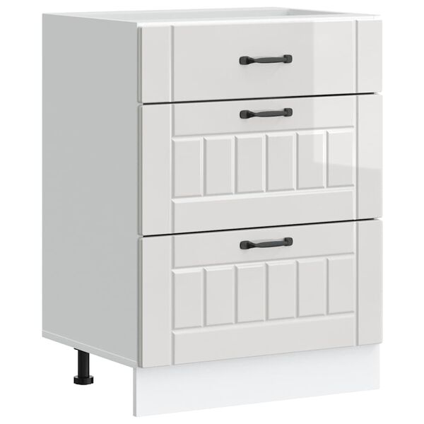 vidaXL Mobiletto da cucina "Lucca" Bianco lucido in legno ingegnerizzato