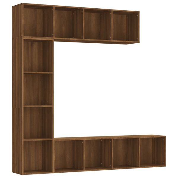 vidaXL Set Mobili Libreria / Porta TV 3pz Rovere Marrone 180x30x180 cm