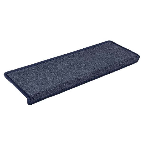 vidaXL Tappetini per scale 15 pz 65x21x4 cm Grigio scuro e blu con bordo rettangolare