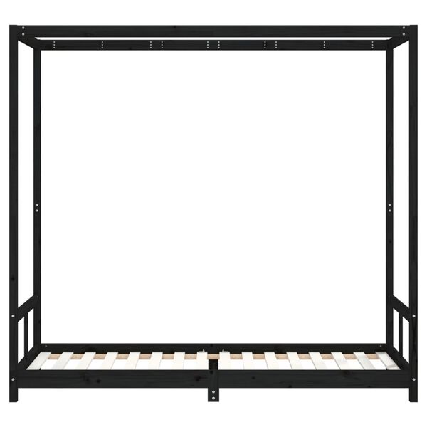 vidaXL Giroletto per Bambini Nero 80x200 cm in Legno Massello di Pino
