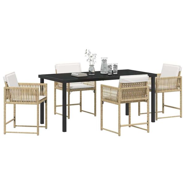 vidaXL Set da Pranzo per Giardino 5 pcs Beige polyrattan