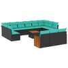 vidaXL Set Divani da Giardino 14 pz con Cuscini Nero in Polyrattan
