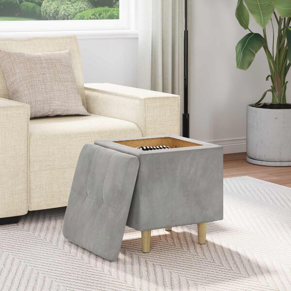 vidaXL Pouf contenitore Grigio chiaro 40 x 40 x 45 cm Velluto