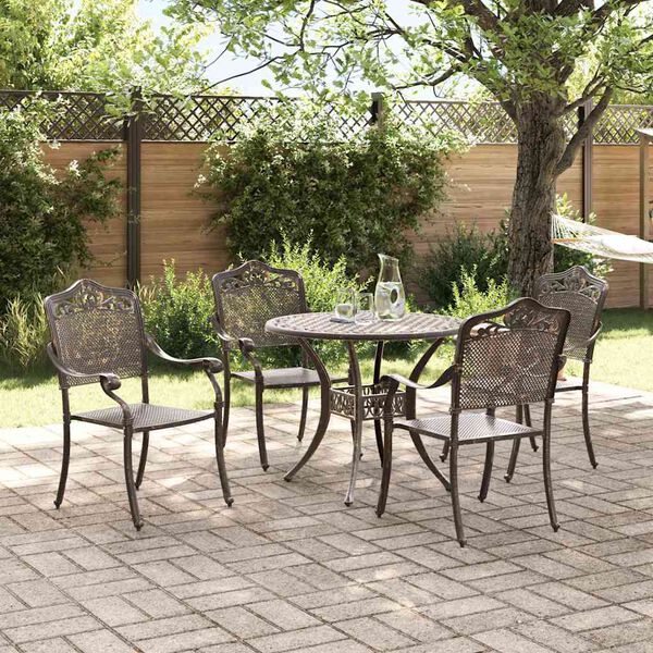 vidaXL Set da Pranzo per Giardino 5 pcs Bronzo Alluminio