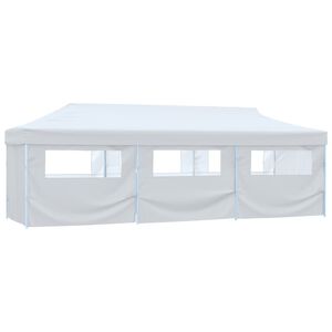 vidaXL Tenda Pieghevole Pop-Up con 8 Pareti Laterali 3x9 m Bianca