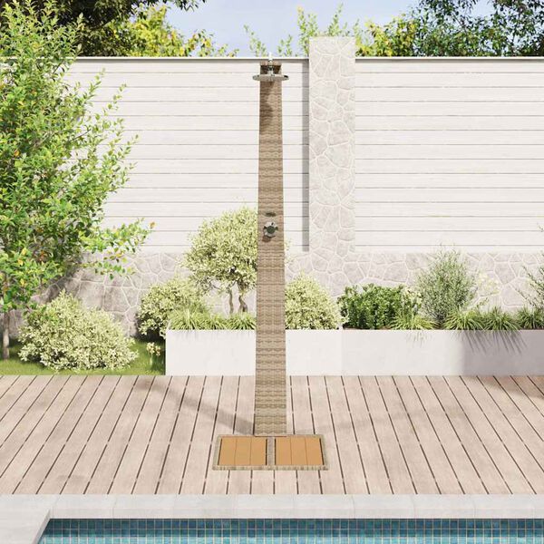 vidaXL Doccia da giardino Beige 60 x 80 x 214 cm Poly Rattan