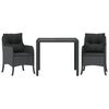 vidaXL Set da Pranzo da Giardino 3 pz con Cuscini Nero in Polyrattan