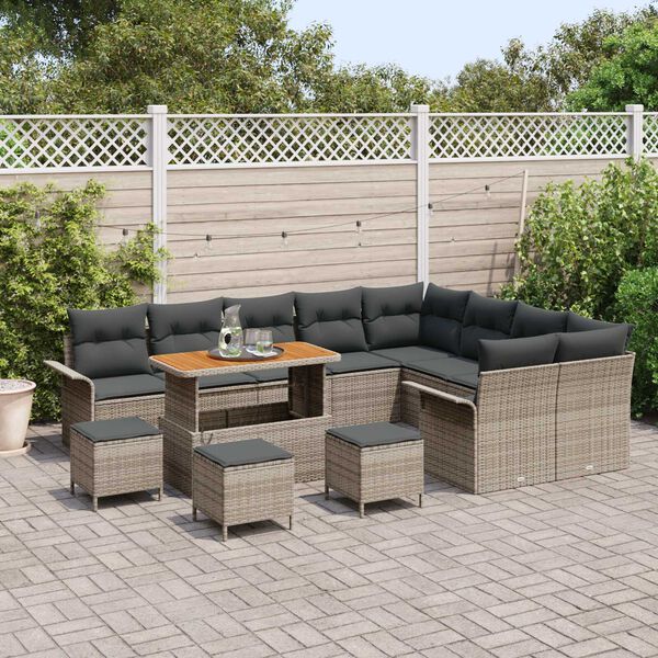 vidaXL Set Divano da Giardino con cuscino con cuscino 13 pcs Grigio