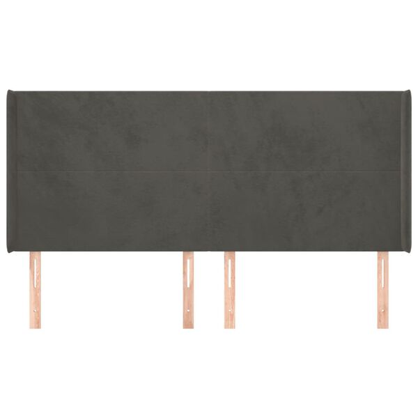 vidaXL Testiera ad Orecchio GrigioScuro 163x16x118/128cm in Velluto