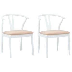 vidaXL Sedia da pranzo 2 pz Legno di gomma solido Bianco e marrone