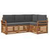 vidaXL Set divani 4 pcs Naturale e Antracite Legno di Acacia Massello
