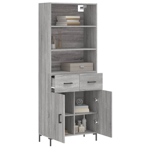 vidaXL Credenza Grigio Sonoma 69,5x34x180 cm in Legno Multistrato