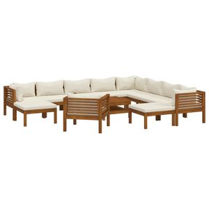 vidaXL Set Divani da Giardino 12 pz con Cuscini Crema in Legno Acacia
