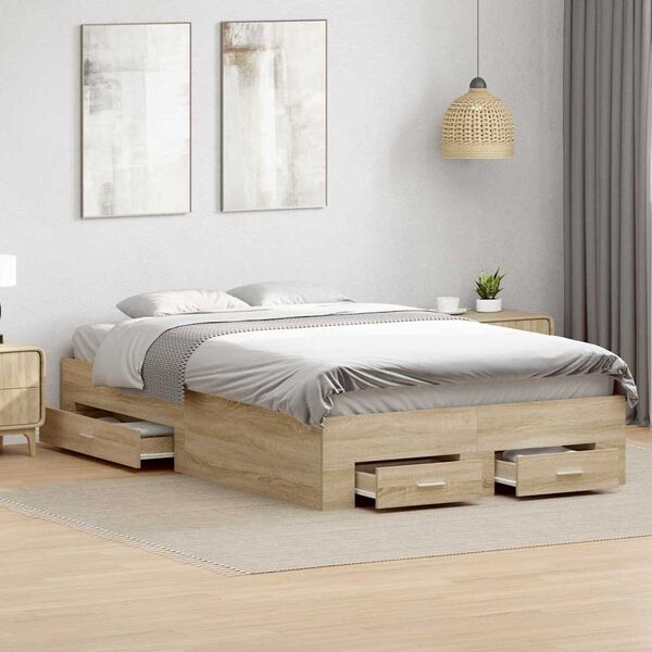 vidaXL Struttura del letto Marrone 120 x 190 cm Legno multistrato