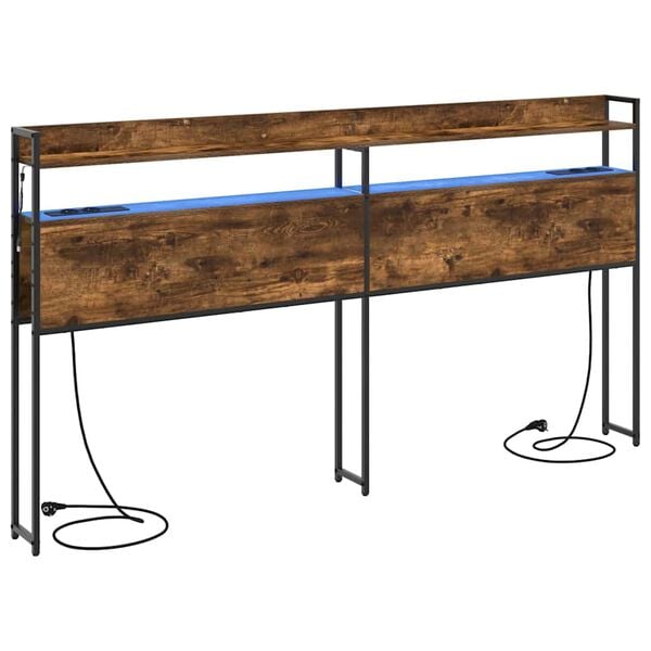 vidaXL Testata contenitore Rovere fumo 180 cm Legno multistrato