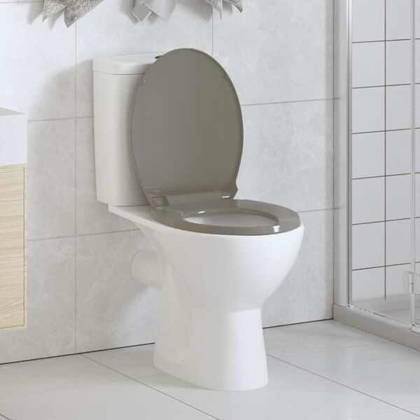 vidaXL Tavoletta WC a Chiusura Ammortizzata Grigio Ovale