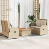 vidaXL Set Divani da Giardino 3 pz con Cuscini in Polyrattan Beige