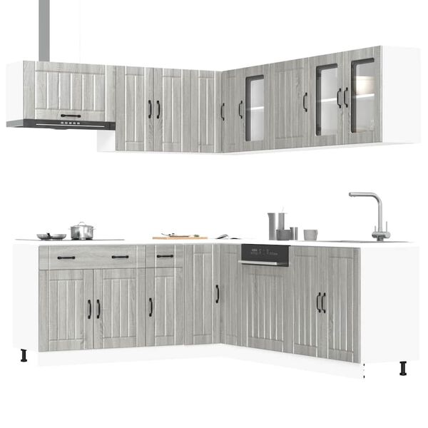 vidaXL Set Mobili da Cucina 11 pz Lucca Grigio Sonoma in Truciolato