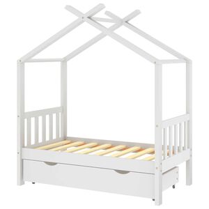 vidaXL Giroletto Bambini con Cassetto Bianco Legno di Pino 70x140 cm