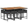 vidaXL Set da Pranzo da Giardino 7 pz Nero con Cuscini in Polyrattan