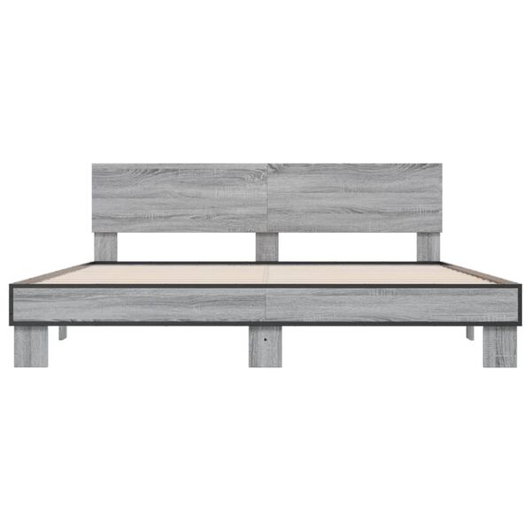 vidaXL Giroletto Grigio Sonoma 200x200 cm in Legno Multistrato Metallo