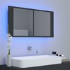 vidaXL Armadietto a Specchio con Luci LED Grigio 90x12x45 in Acrilico