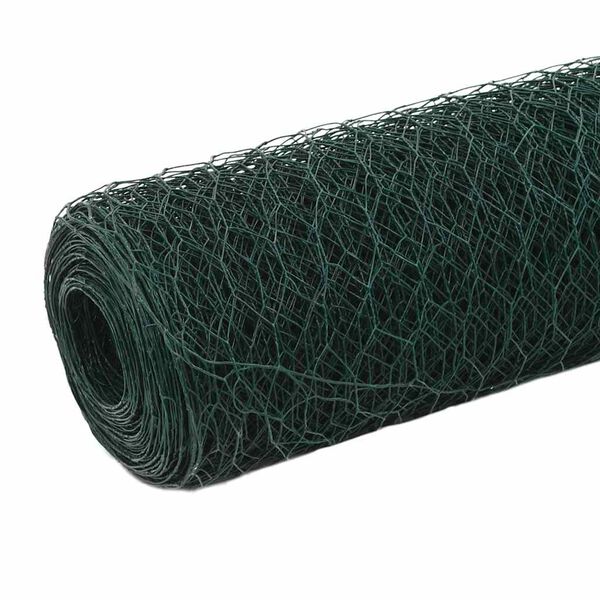 vidaXL Recinzione in Rete per Pollaio in Acciaio e PVC 25x1,5 m Verde