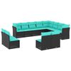 vidaXL Set Divani da Giardino 12 pz con Cuscini Nero in Polyrattan