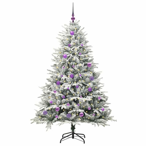 vidaXL Albero di Natale Artificiale Pre-illuminato con Set di Palline
