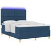 vidaXL Letto a Sorgente LED con materasso Blu 140 x 190 cm Tessuto