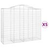 vidaXL Cesti Gabbioni ad Arco 5 pz 200x50x160/180 cm Ferro Zincato