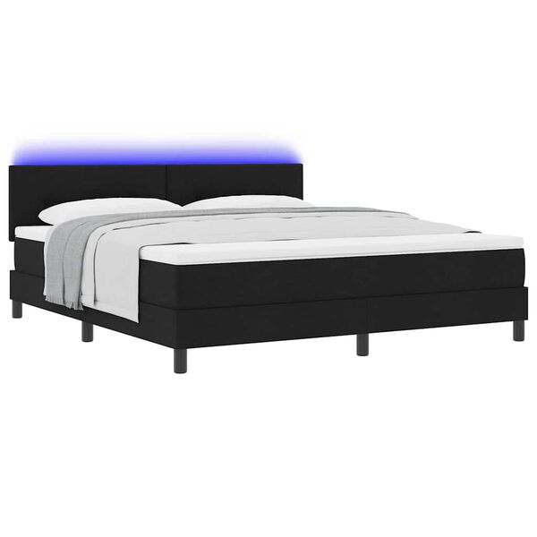 vidaXL Letto a molle con materasso con led Nero 180 x 200 cm Tessuto