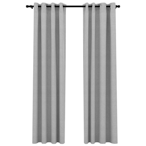 vidaXL Tende Oscuranti Effetto Lino con Occhielli 2pz 140x225cm Grigio