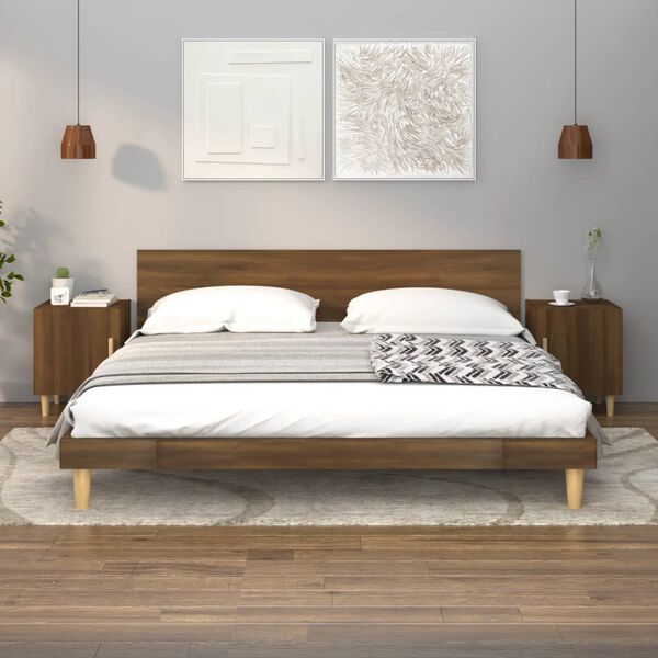 vidaXL Comodini 2 pz Rovere Marrone in Legno Multistrato