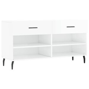 vidaXL Panca Porta Scarpe Bianco Lucido 102x35x55 cm Legno Multistrato