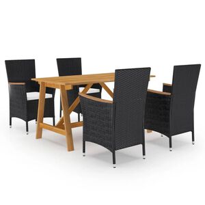 vidaXL Set Mobili da Pranzo per Giardino 5 pz Nero