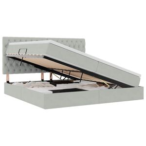 vidaXL Letto con contenitore e LED Grigio chiaro 200 x 200 cm Velluto