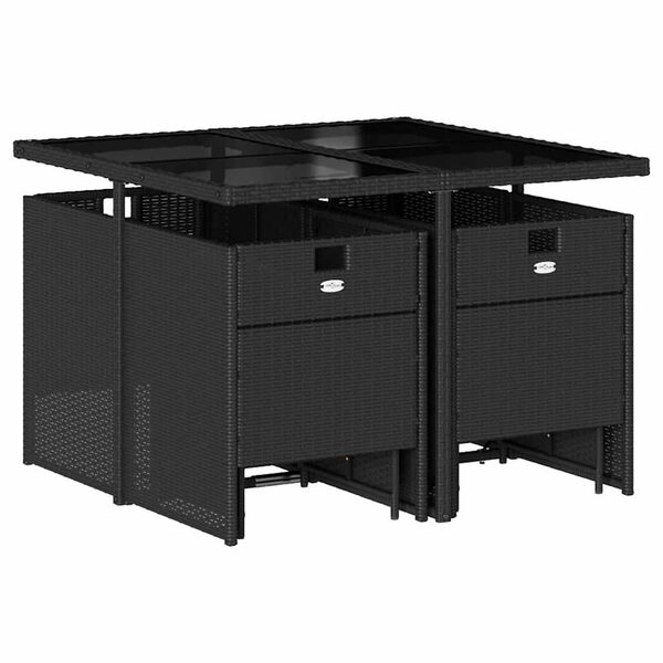 vidaXL Set da Pranzo da Giardino 9 pz con Cuscini Nero in Polyrattan