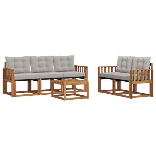 vidaXL Set di divani da esterno 6 pcs Grigio Naturale e Chiaro