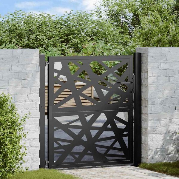 vidaXL Cancello da giardino nero 100x100 cm in acciaio design leggero
